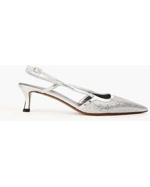 Maje Glittered Mirrored-leather Court Shoes - Metallic