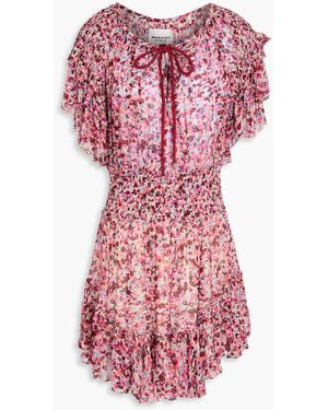 Isabel Marant Florise Ruffled Printed Crepon Mini Dress - Pink