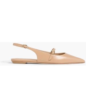Stuart Weitzman Emilia Leather Mary Jane Point-Toe Flats - White
