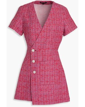 Maje Cutout Tweed Mini Wrap Dress - Pink