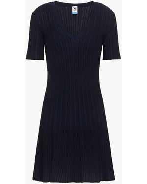 Missoni Striped Ribbed Cotton-Blend Mini Dress - Blue