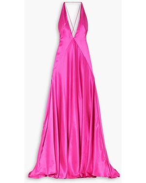 Michael Lo Sordo Paloma Silk-satin Halterneck Gown - Pink