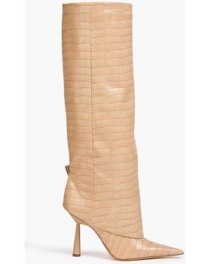 Gia Borghini Rosie Croc-effect Knee Boots - Natural