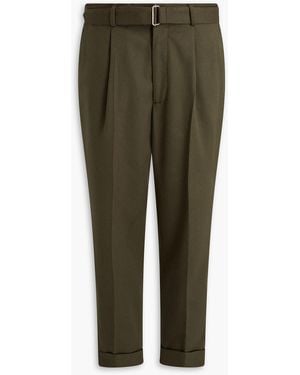 Officine Generale Hugo Belted Wool And Cashmere-Blend Flannel Pants - Green