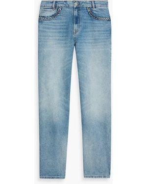 Maje Braid-Trimmed High-Rise Straight-Leg Jeans - Blue