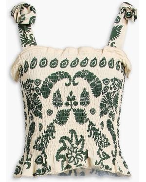 Sandro Cropped Printed Jersey Top - Green
