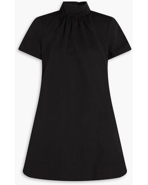 STAUD Ilana Open-Back Cotton-Blend Faille Turtleneck Mini Dress - Black