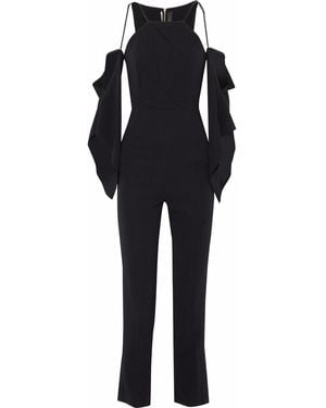 Roland Mouret Cold-Shoulder Draped Crepe Blouse - Black