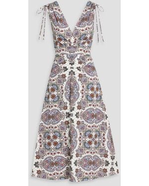Veronica Beard Zia Paisley-Print Cotton-Blend Poplin Midi Dress - White