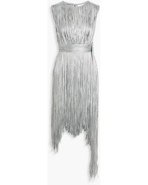 Area Fringed Cotton-Blend Jersey Dress - White