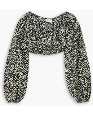 Matteau Cropped Floral-print Cotton-poplin Top - Blue