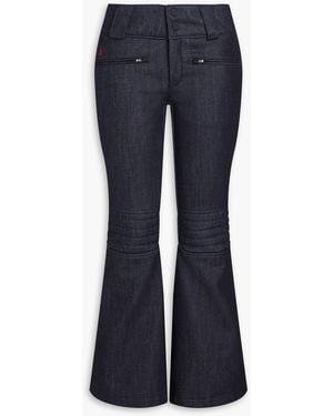 Perfect Moment Embroidered Denim Flared Ski Trousers - Blue