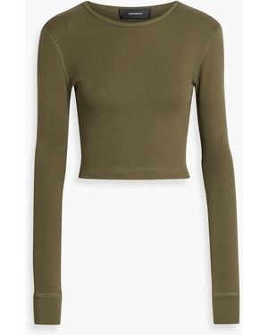 Wardrobe NYC Cropped Stretch-Cotton Jersey Top - Green
