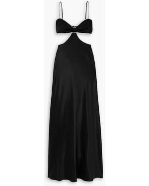 Michael Lo Sordo Maxikleid aus seidensatin mit kristallverzierung und cut-outs - Schwarz