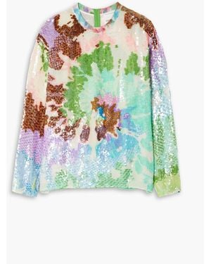 Ashish Sequined Georgette Top - Green