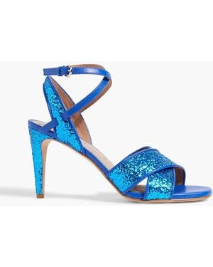 Red(V) Glittered Leather Sandals - Blue