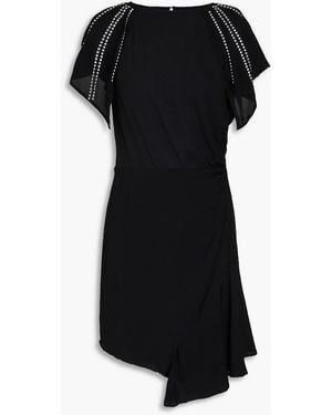 IRO Asymmetric Studded Crepe Mini Dress - Black