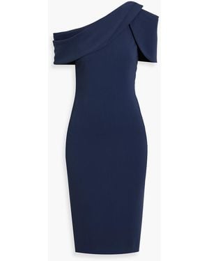 Badgley Mischka One-shoulder Draped Crepe Dress - Blue