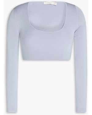 Zimmermann Cropped Metallic Knitted Top - White
