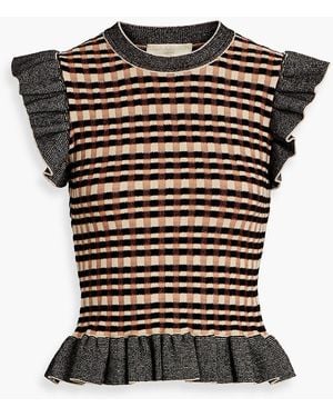 Ulla Johnson Rea Ruffled Jacquard-Knit Top - Black