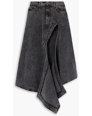 Y. Project Evergreen Cut-out Denim Midi Skirt - Gray