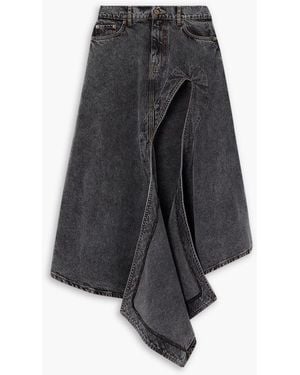 Y. Project Evergreen Cut-out Denim Midi Skirt - Grey