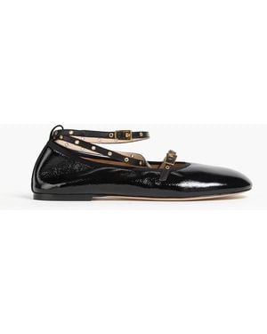 Wandler June Eyelet-embellished Patent-leather Ballet Flats - Black
