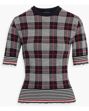 Thom Browne Prince Of Wales Checked Jacquard-Knit Wool Top - Black