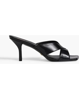 Stuart Weitzman Carmen 75 Leather Mules - Black