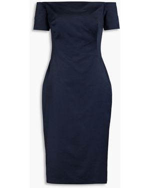 Lela Rose Schulterfreies kleid aus glänzendem crêpe - Blau