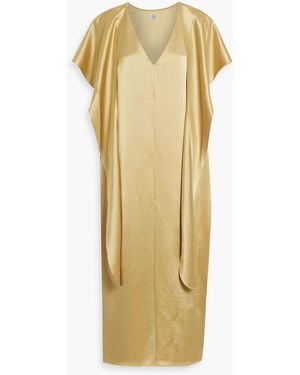 TOTEME Draped Satin Maxi Dress - Yellow