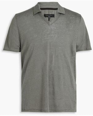 Rag & Bone Johnny Linen Polo Shirt - Grey