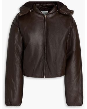 Sandro Leather Hooded Jacket - Black