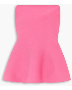 Adam Lippes Strapless Knitted Peplum Top - Pink