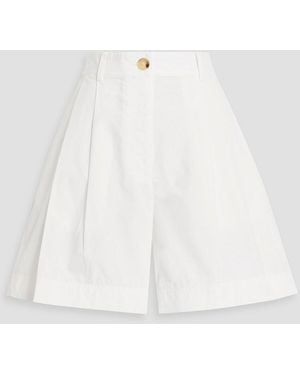 TOTEME Pleated Cotton-Poplin Shorts - White