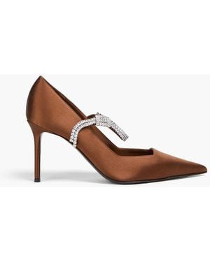 Giuseppe Zanotti Crystal-embellished Satin Mary Jane Court Shoes - Brown