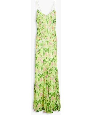 Saloni Cameron Floral-print Silk-chiffon Maxi Dress - Green