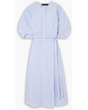 Proenza Schouler Alicia Crinkled Cotton-Blend Gabardine Midi Wrap Dress - Blue
