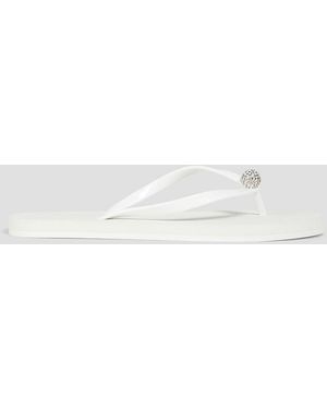 Stuart Weitzman Eva Crystal-embellished Rubber Flip Flops - White