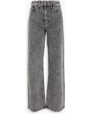 Maje Crystal-Embellished High-Rise Straight-Leg Jeans - Grey