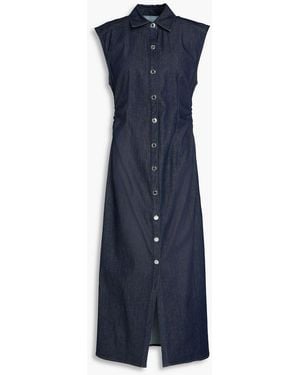 Rag & Bone Leah Ruched Denim Midi Dress - Blue