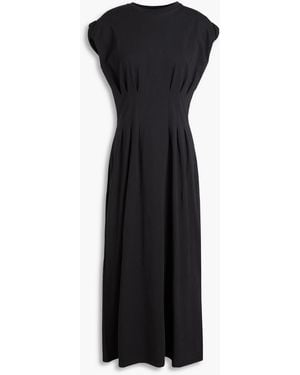 FRAME Pleated Cotton-Jersey Midi Dress - Black