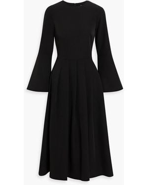 Mikael Aghal Pleated Crepe Midi Dress - Black