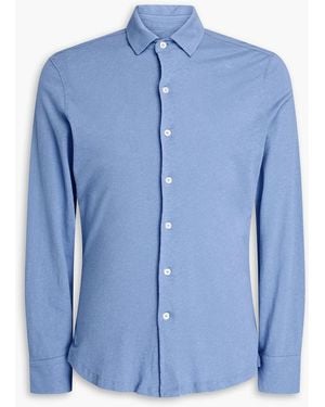 Frescobol Carioca Marcio Cotton And Linen-blend Jersey Shirt - Blue