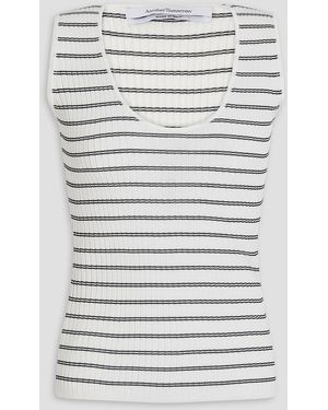 Another Tomorrow Gestreiftes tanktop aus rippstrick - Grau