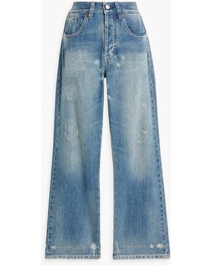 Victoria Beckham Distressed High-rise Straight-leg Jeans - Blue