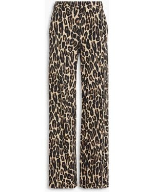 Theory Leopard-Print Wool-Blend Twill Wide-Leg Trousers - Multicolour