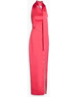 Rasario One-shoulder Draped Satin Maxi Dress - Pink