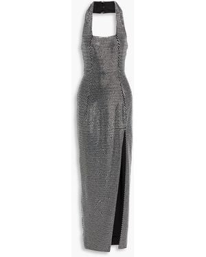 Area Crystal-Embellished Stretch-Jersey Halterneck Gown - Gray
