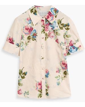 Mikael Aghal Floral-Print Cotton-Poplin Shirt - Natural